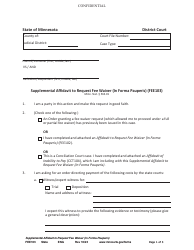 Document preview: Form FEE103 Supplemental Affidavit to Request Fee Waiver (In Forma Pauperis) - Minnesota