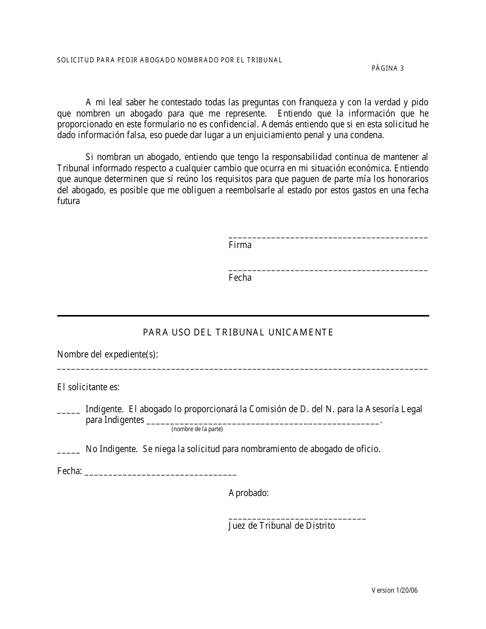 Solicitud Para Servicios De Abogado Nombrado Por El Tribunal En Casos Civiles Y En Casos De Menores De Edad - North Dakota (Spanish), Page 3