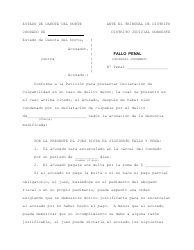 Document preview: Fallo Penal - North Dakota (Spanish)