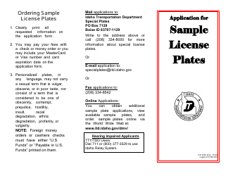 Form ITD3684 Sample Plate Application - Idaho, Page 2