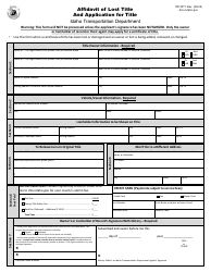 Document preview: Form ITD3371 Affidavit of Lost Title and Application for Title - Idaho
