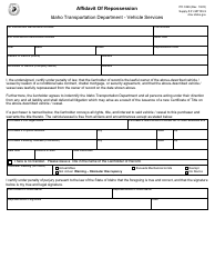 Document preview: Form ITD3366 Affidavit of Repossession - Idaho