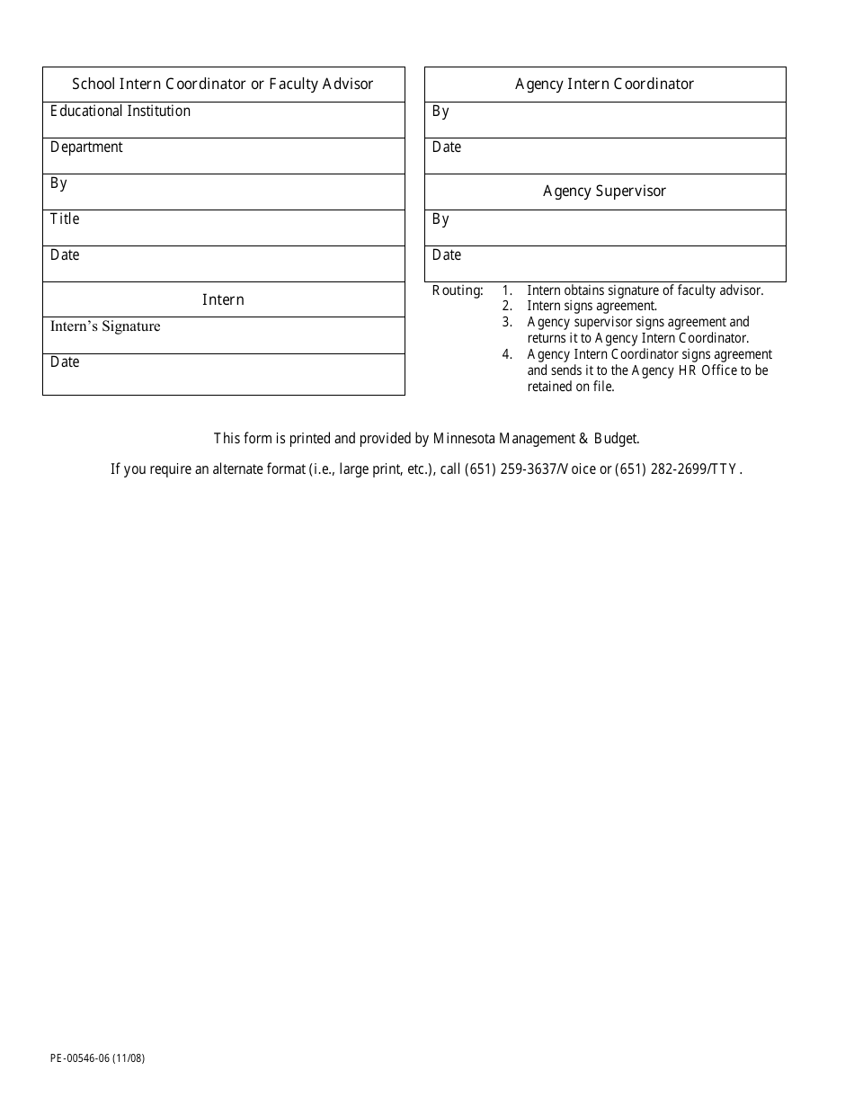 Form PE-00546-06 Internship Agreement - Minnesota, Page 2