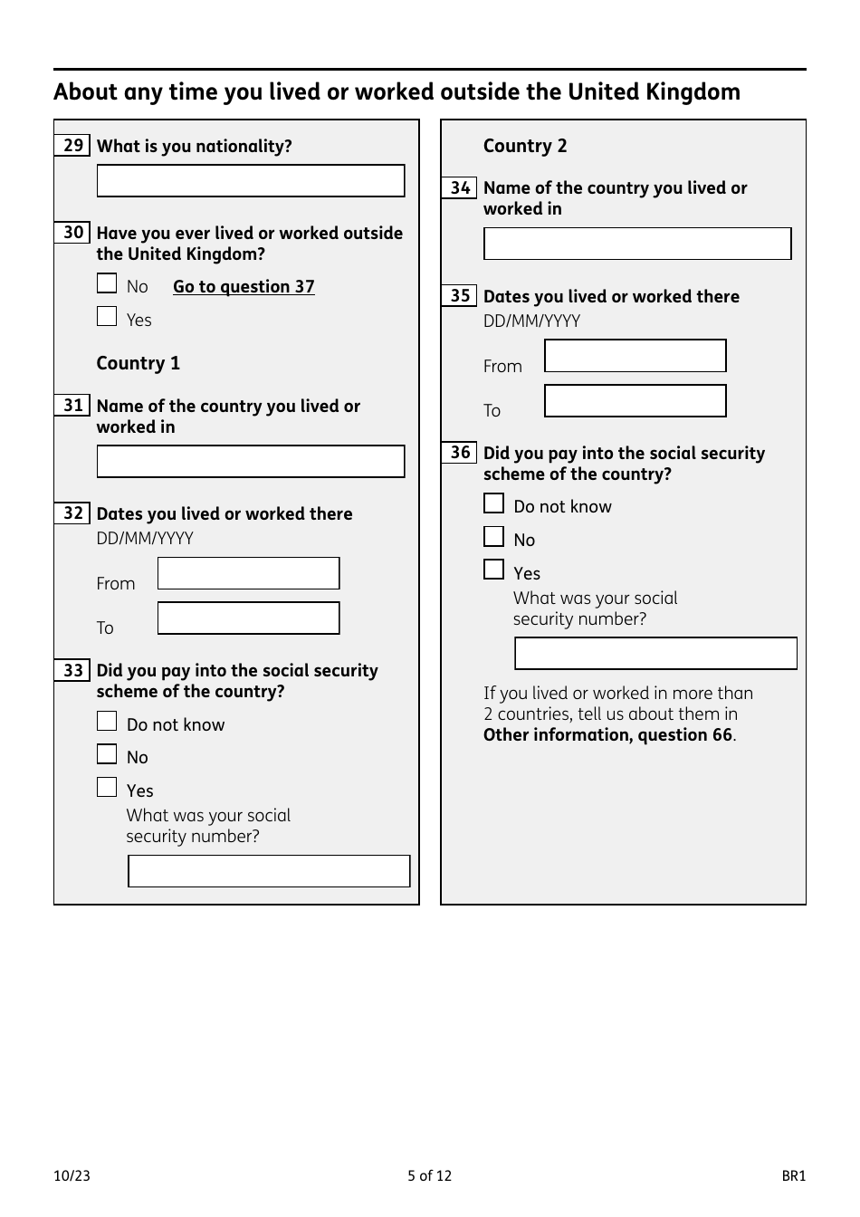 Form BR1 State Pension Claim - United Kingdom, Page 5