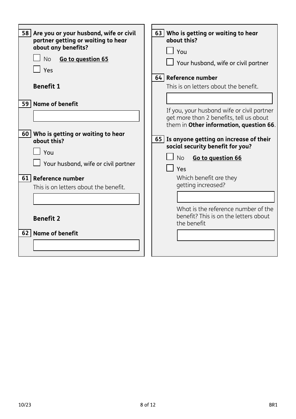 Form BR1 State Pension Claim - United Kingdom, Page 8