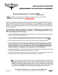 Document preview: Application to Petition Abandonment or Vacation of Easement - City of Fort Worth, Texas