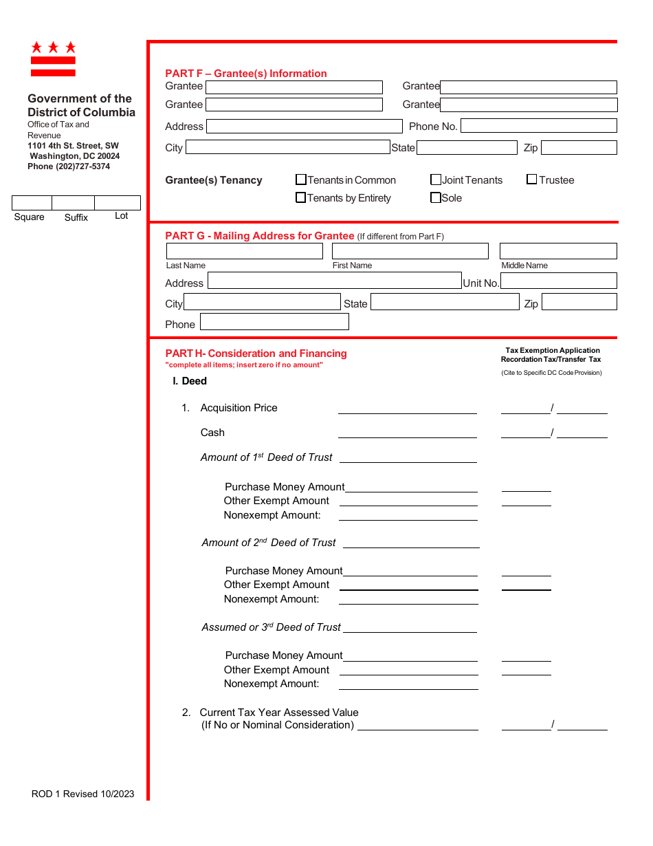 Form FP-7 / C (ROD1) Real Property Recordation and Transfer Tax Form - Washington, D.C., Page 6