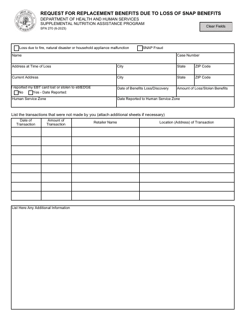 Form SFN270  Printable Pdf