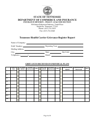 Tennessee Health Carrier Grievance Register Report - Tennessee, Page 2