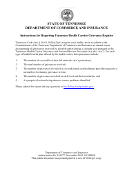 Document preview: Tennessee Health Carrier Grievance Register Report - Tennessee