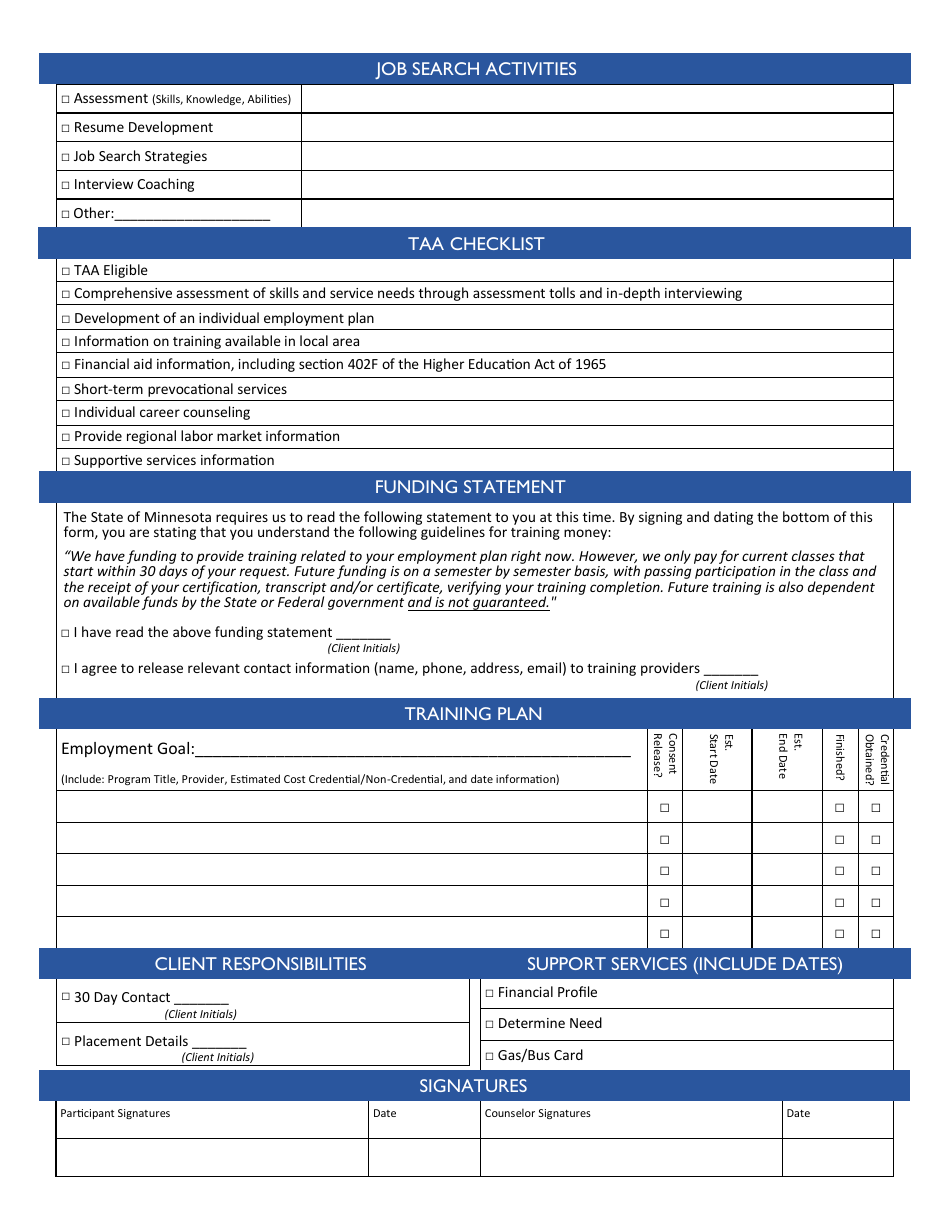 Individual Employment Plan - Dislocated Worker Program - Minnesota, Page 2