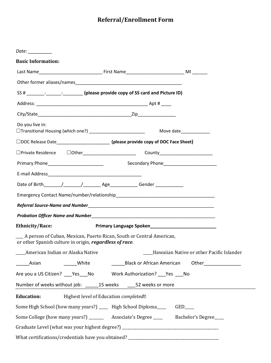 Referral / Enrollment Form - Minnesota, Page 1