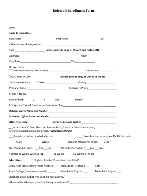 Referral / Enrollment Form - Minnesota Download Pdf