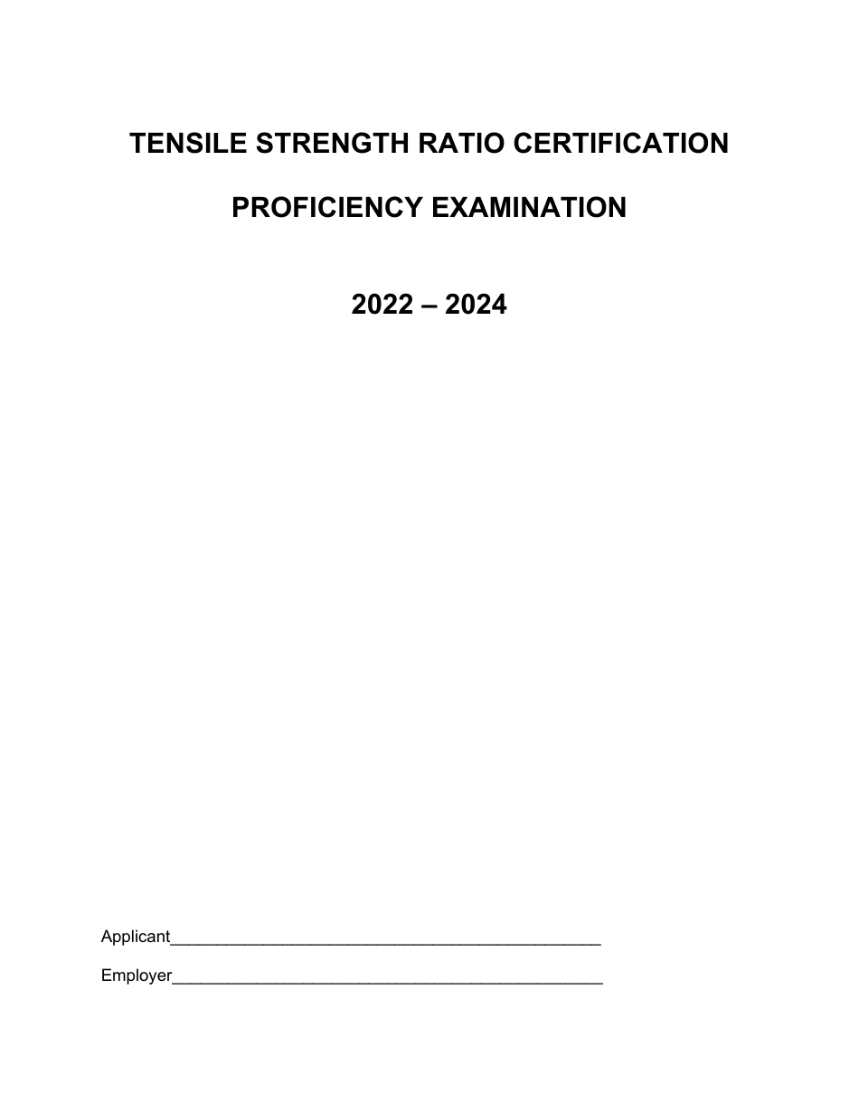 Tensile Strength Ratio Certification Proficiency Examination - Missouri, Page 1