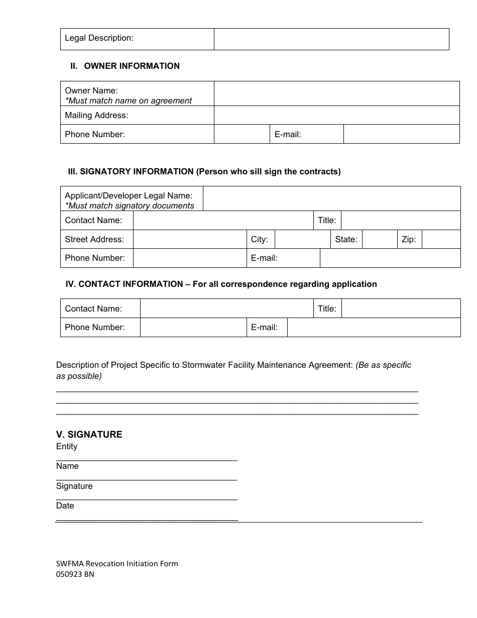 Stormwater Facility Maintenance Agreement Revocation Initiation Form - City of Fort Worth, Texas, Page 2