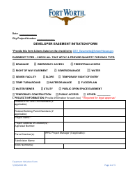 Developer Easement Initiation Form - City of Fort Worth, Texas, Page 2