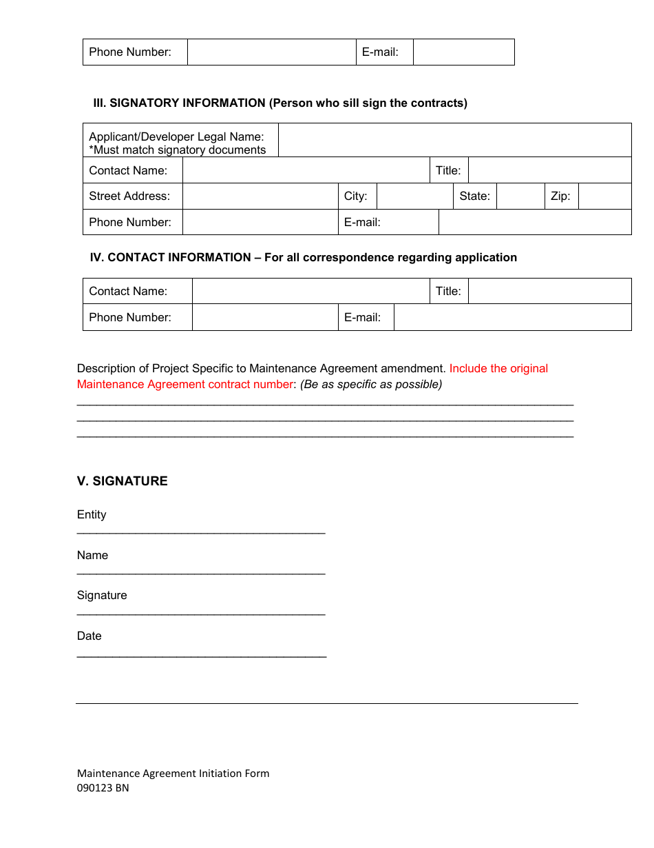 Maintenance Agreement Amendment Initiation Form - City of Fort Worth, Texas, Page 2