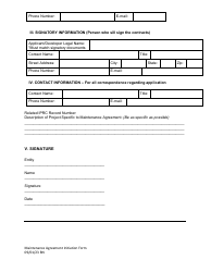Maintenance Agreement Initiation Form - City of Fort Worth, Texas, Page 2