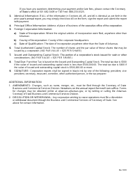 Annual Insurance Entities Franchise Tax Report - Authorized Capital Stock - Arkansas, Page 3