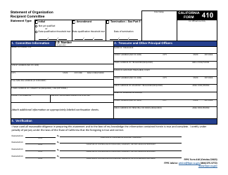 FPPC Form 410 Statement of Organization - California, Page 2