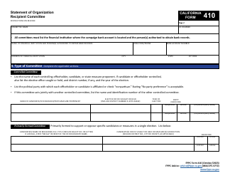 FPPC Form 410 Statement of Organization - California, Page 4