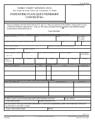 Document preview: Form FL/E-ME-802 Parenting Plan Questionnaire - County of Sacramento, California