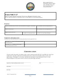 Document preview: Form NHCT-27 Solicitation Notice or Joint Financial Report Certification - New Hampshire