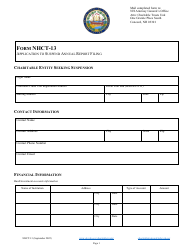 Form NHCT-13 Application to Suspend Annual Report Filing - New Hampshire