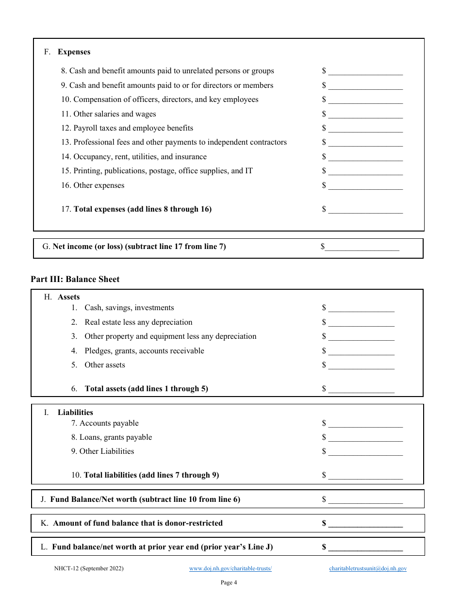 Form NHCT-12 Annual Report - New Hampshire, Page 4