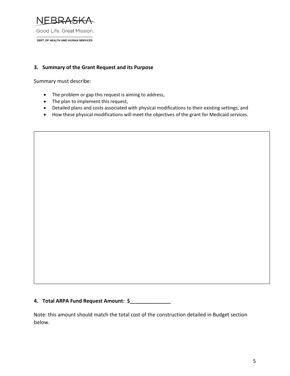 Arpa Home and Community Based Facilities Conversion Grant Application - Nebraska, Page 5
