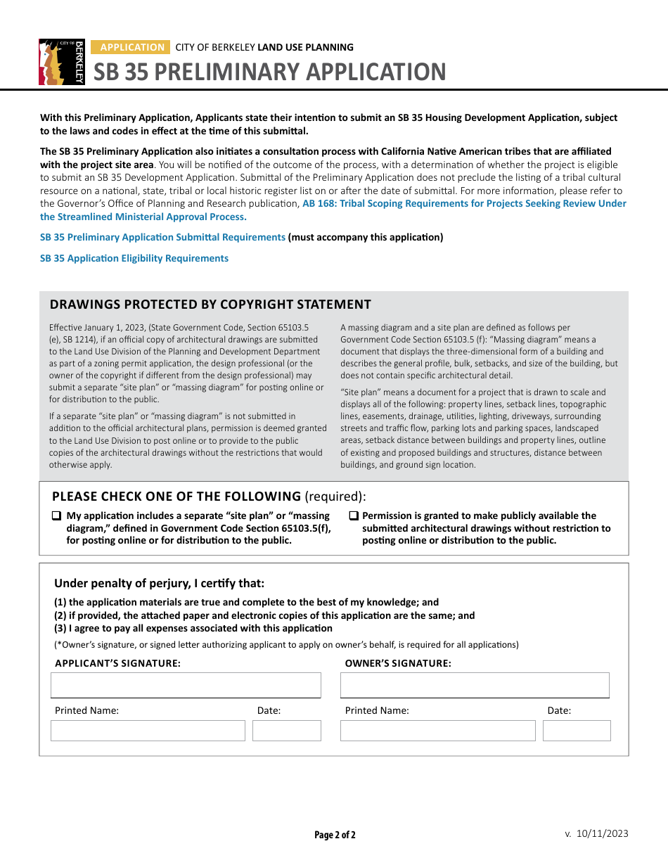 Sb 35 Preliminary Application - City of Berkeley, California, Page 2