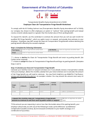Document preview: Employee Clean-Air Transportation Fringe Benefit Worksheet - Washington, D.C.