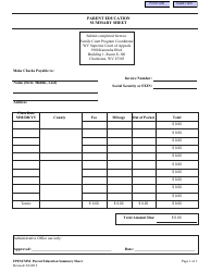 Document preview: Form FPESUMM Parent Education Summary Sheet - West Virginia