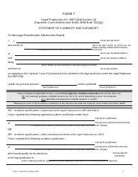 Form 7 Statement of Eligibility and Suitability - Queensland, Australia