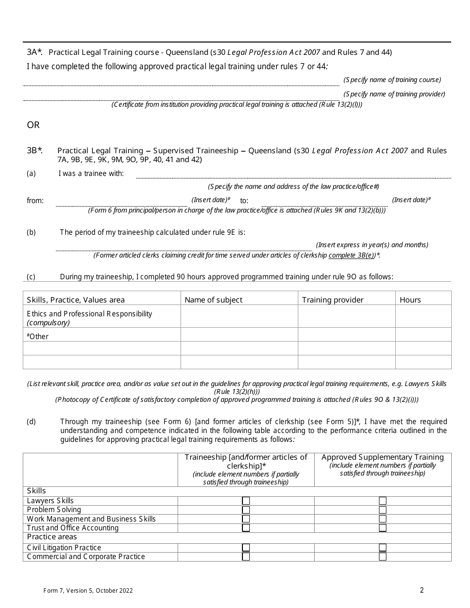 Form 7 Statement of Eligibility and Suitability - Queensland, Australia, Page 2