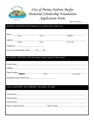 Andrew Boyko Memorial Scholarship Foundation Application Form - City of Parma, Ohio, Page 2