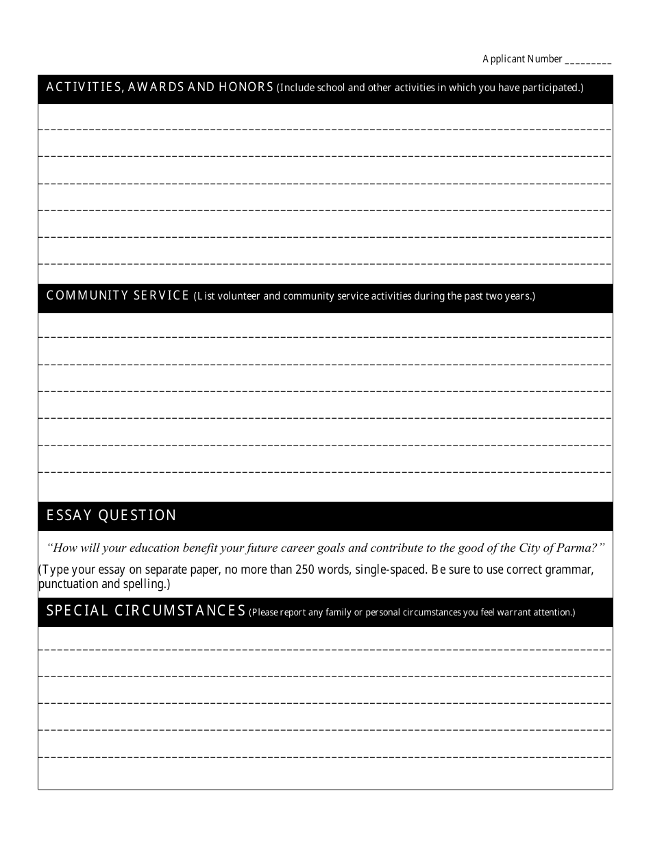 Andrew Boyko Memorial Scholarship Foundation Application Form - City of Parma, Ohio, Page 3