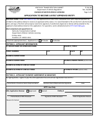 Document preview: Form TC96-361 Application to Become a Kyelt Approved Entity - Kentucky
