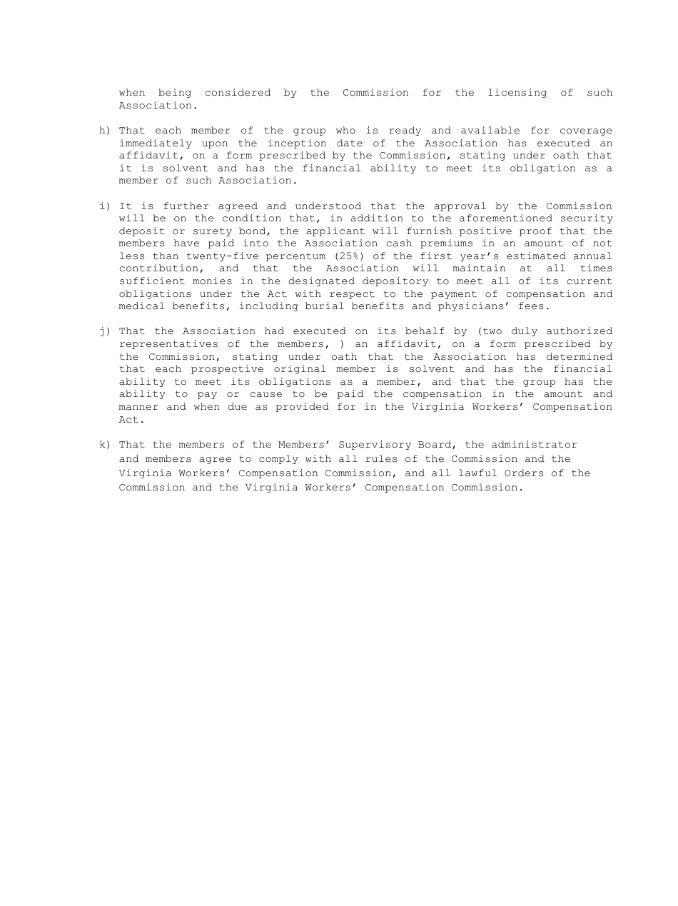 Application for License as Group Self-insurance Associaiton - Virginia, Page 3