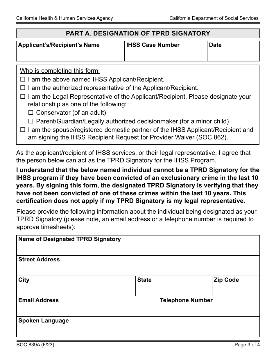 Form SOC839A Download Fillable PDF Or Fill Online In-home Supportive ...