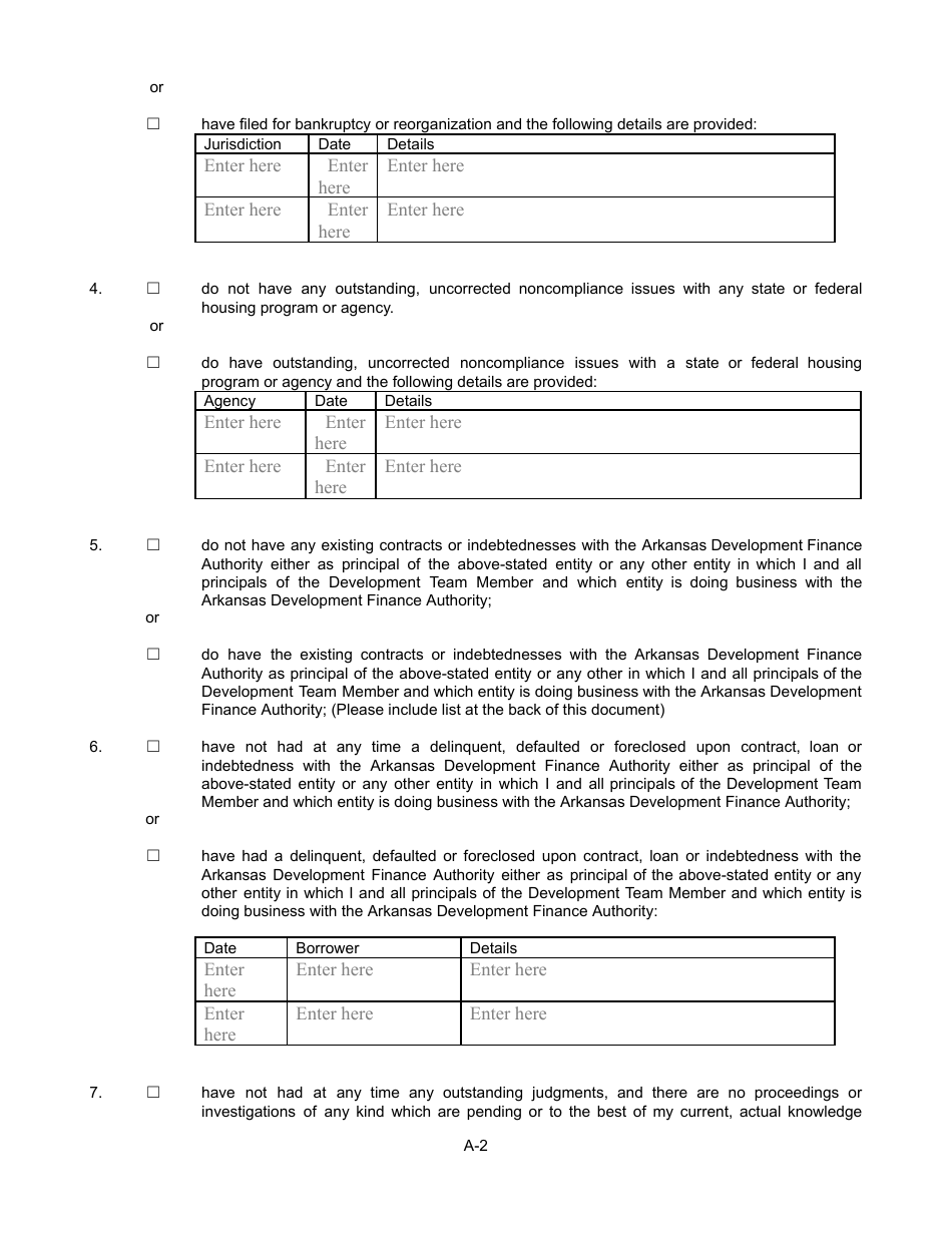 Attachment 16 Criminal Background and Disclosure Form - Home-Arp - Arkansas, Page 2