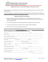 Document preview: Form FP-027 Application/Permit for Supervised Display of Fireworks - Massachusetts