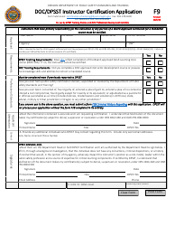 Document preview: Form F9 Doc/Dpsst Instructor Certification Application - Oregon