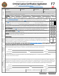 Document preview: Form F7 Criminal Justice Certification Application - Oregon