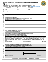 Document preview: Form PS-6 Affidavit of Instructor and Private Security Provider Testing Results - Oregon