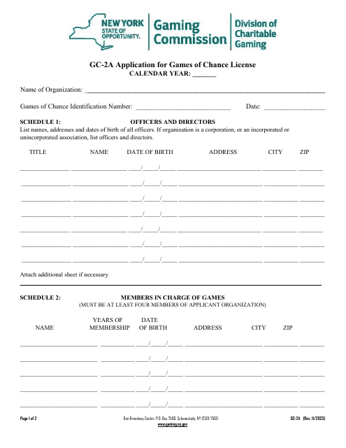 Form GC-2A  Printable Pdf