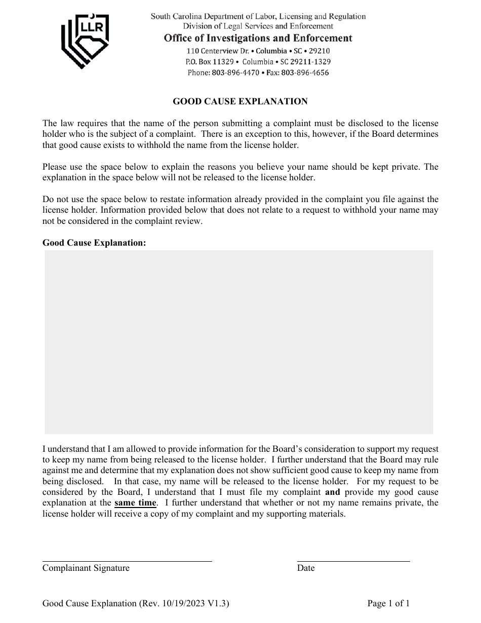 Building / Business Professions Complaint Form - South Carolina, Page 4