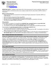 Form ARB001E Property Assessment Appeal Form - Ontario, Canada