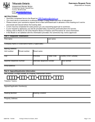 Form ARB013E Summons Request Form - Ontario, Canada
