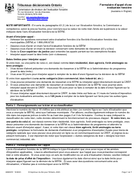 Forme ARB001F Formulaire D&#039;appel D&#039;une Evaluation Fonciere - Ontario, Canada (French)
